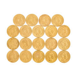 Deutsches Kaiserreich / Preußen - 19 x 20 Mark in Gold