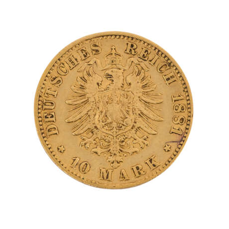 Baden/GOLD - 10 Mark 1881 G - Foto 1