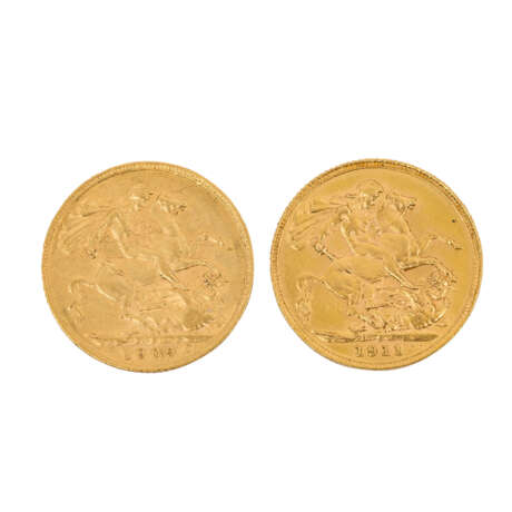 GB/GOLD - 2 x 1 Sovereign 1909 - Foto 2