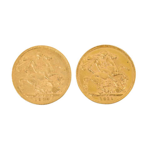 GB/GOLD - 2 x 1 Sovereign 1909 - photo 2