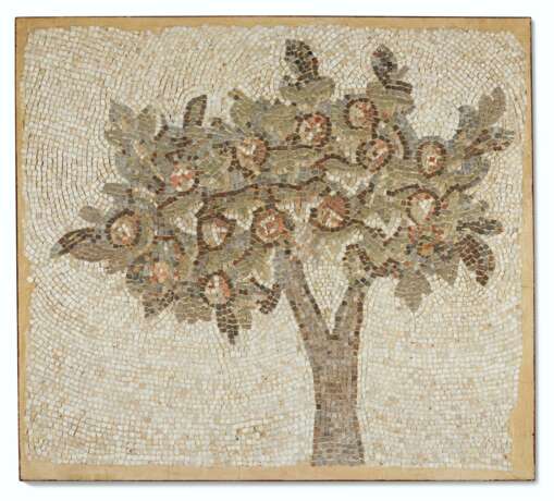 A LATE ROMAN MARBLE MOSAIC PANEL WITH A TREE - photo 1
