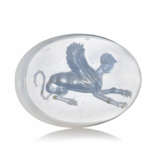 A GRECO-PERSIAN BLUE CHALCEDONY SCARABOID WITH A WINGED SPHINX - photo 1