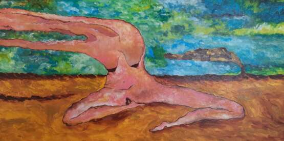 Ветер Canvas on the subframe Mixed media Expressionism Nude art Russia 2020 - photo 1