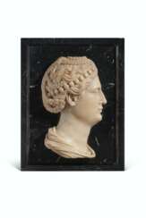 A WHITE MARBLE PROFILE RELIEF PROBABLY OF FAUSTINA THE ELDER