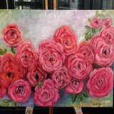 Цветы розовые розы. Rose. холст льняной Масло Цветочный натюрморт Украина 2021 г. - фото 1