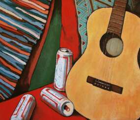 Guitar and beer cans