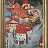 Red Roofs in Cudillero Spain Jesús Casaus Huile sur toile Espagne 1970 - photo 1
