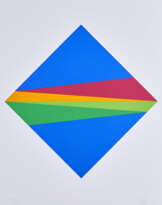 Blaues Diagonalquadrat mit 4 schrägen Mittelstreifen