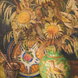 Still Life with Sunflowers n/a Unbekannter Künstler Öl auf Leinwand Stillleben Mid 20th Century - Foto 1