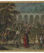 Jean Baptiste Vanmour. AN AMBASSADORIAL DELEGATION CROSSING THE SECOND COURTYARD OF THE TOPKAPI SARAYI; DINNER GIVEN BY THE GRAND VIZIER IN HONOUR OF AN AMBASSADOR