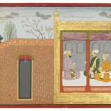 AN ILLUSTRATION FROM THE `LARGE` GULER-BASOHLI BHAGAVATA PURANA SERIES: SATADHANVA, AKRURA AND KRATVARMA IN DISCUSSION - photo 1