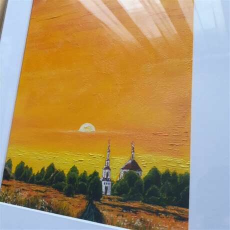 Oil painting “Landscape with a Temple”, Primed fiberboard, Oil on fiberboard, Contemporary realism, Religious genre, Russia, 2021 - photo 5