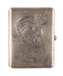 A SILVER CIGARETTE CASE WITH HORSES