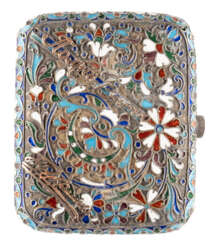 A SILVER AND CLOISONNÉ ENAMEL PURSE