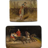 TWO PAPIERMACHÉ AND LACQUER BOXES SHOWING A TROIKA AND A PEASANT GIRL - photo 1