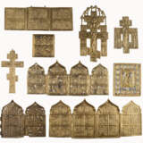 THREE CRUCIFIXES, TWO QUADRIPTYCHS, TRIPTYCH ANS THREE BRASS ICONS AND FRAGMENTS SHOWING THE MAIN FEASTS OF THE ORTHODOX CHURCH AND THE IMAGES OF CHRIST - photo 1