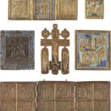 TWO TRIPTYCHS, A CRUCIFIX AND THREE BRASS ICONS SHOWING THE IMAGES OF CHRIST - photo 1