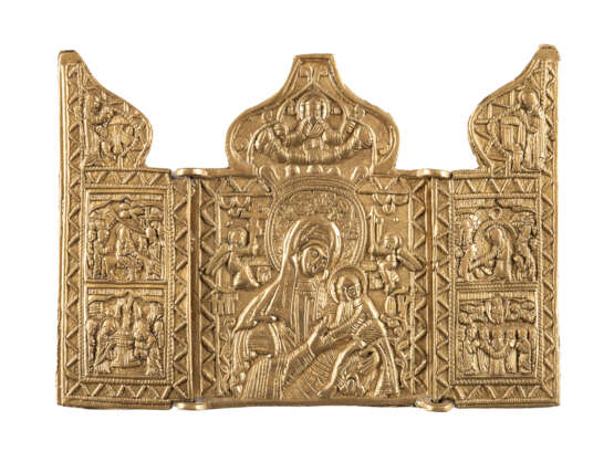 FOUR CRUCIFIXES, TWO TRIPTYCHS AND FOUR BRASS ICONS SHOWING THE DEISIS AND THE IMAGES OF THE MOTHER OF GOD - Foto 3