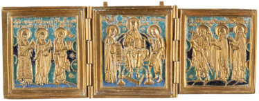 A TRIPTYCH SHOWING THE DEISIS AND SELECTED SAINTS