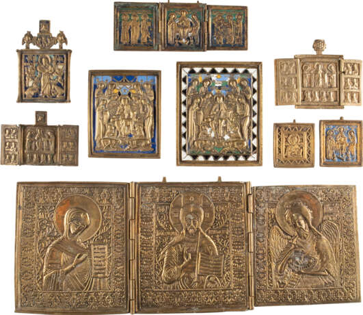 FOUR TRIPTYCHS AND FIVE BRASS ICONS SHOWING THE DEISIS AND THE IMAGES OF CHRIST - photo 1