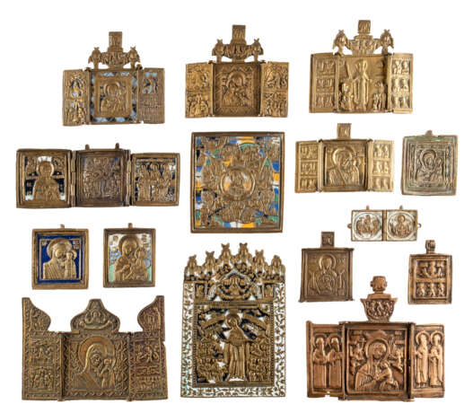 SEVEN TRIPTYCHS, A DIPTYCH AND SEVEN BRASS ICONS SHOWING THE IMAGES OF THE MOTHER OF GOD - фото 1
