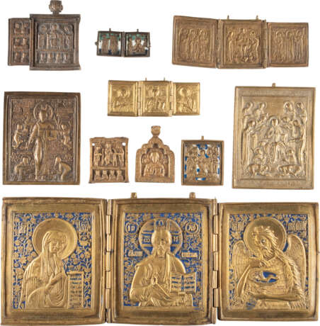 THREE TRIPTYCHS, A DIPTYCH AND SIX BRASS ICONS AND FRAGMENTS SHOWING THE IMAGES OF CHRIST - photo 1