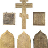 SIX CRUCIFIXES, A QUADRIPTYCH AND ELEVEN BRASS ICONS AND FRAGMENTS SHOWING THE MAIN FEASTS OF THE ORTHODOX CHURCH AND SELECTED SAINTS - фото 3