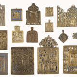 A TRIPTYCH, A DIPTYCH AND THIRTEEN BRASS ICONS AND FRAGMENTS SHOWING THE IMAGES OF THE MOTHER OF GOD - фото 1