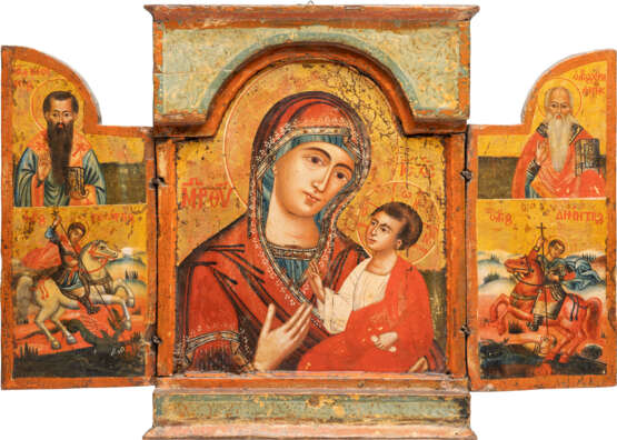 A LARGE TRIPTYCH SHOWING THE MOTHER OF GOD AND SELECTED SAINTS - Foto 1