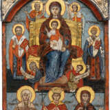 THE CENTRAL PANEL OF A TRIPTYCH SHOWING THE ENTHRONED MOTHER OF GOD AND SELECTED SAINTS - photo 1