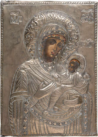 A SMALL ICON SHOWING THE HODIGITRIA MOTHER OF GOD WITH OKLAD - photo 1