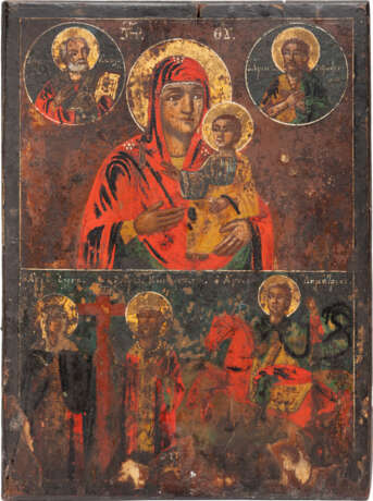 A TWO-PARTITE ICON SHOWING THE MOTHER OF GOD AND SELECTED SAINTS - photo 1