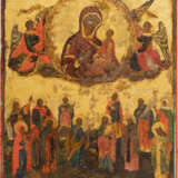 A DATED ICON SHOWING THE TIKHVINSKAYA MOTHER OF GOD AND A SELECTION OF FAVOURITE SAINTS - photo 1