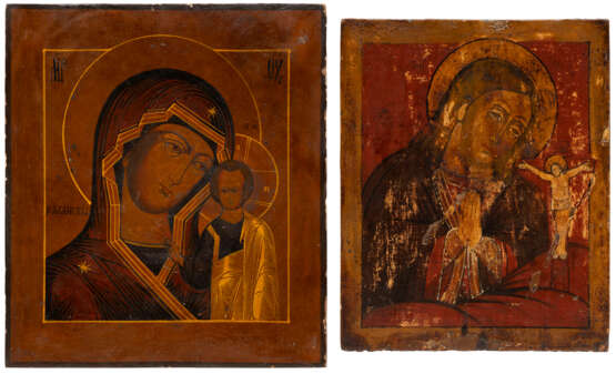 TWO ICONS SHOWING IMAGES OF THE MOTHER OF GOD OF KAZAN AND OF AKHTUIRKA - Foto 1