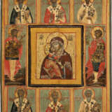 AN ICON SHOWING THE VLADIMIRSKAYA MOTHER OF GOD ENCIRCLED BY SAINTS - photo 1