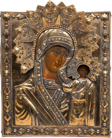 A SMALL ICON SHOWING THE KAZANSKAYA MOTHER OF GOD WITH OKLAD - photo 1