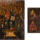 A SMALL QUADRI-PARTITE ICON SHOWING IMAGES OF THE MOTHER OF GOD AND AN ICON SHOWING AN EXTENDED DEISIS - Foto 1