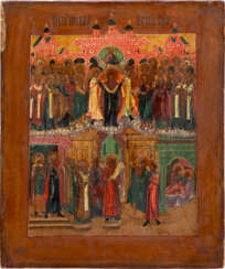 AN ICON SHOWING THE PROTECTING VEIL OF THE MOTHER OF GOD (POKROV)