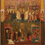 A LARGE ICON SHOWING THE PROTECTING VEIL OF THE MOTHER OF GOD - фото 1