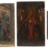 THREE MINIATURE ICONS SHOWING IMAGES OF THE MOTHER OF GOD - photo 1