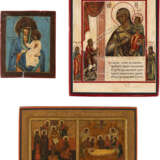 THREE SMALL ICONS SHOWING IMAGES OF THE MOTHER OF GOD AND THE ENTOMBMENT OF CHRIST - Foto 2