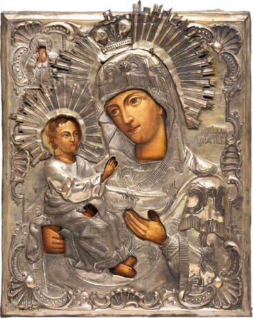 AN ICON SHOWING THE MOTHER OF GOD OF JERUSALEM WITH OKLAD - фото 1