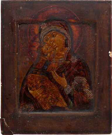 AN ICON SHOWING THE VLADIMIRSKAYA MOTHER OF GOD WITH RIZA - фото 2