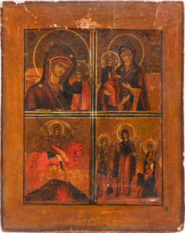 A QUADRI-PARTITE ICON SHOWING IMAGES OF THE MOTHER OF GOD AND THE ARCHANGEL MICHAEL - photo 1
