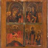 A QUADRI-PARTITE ICON SHOWING IMAGES OF THE MOTHER OF GOD AND THE ARCHANGEL MICHAEL - фото 1