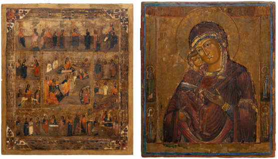 TWO ICONS: THE FEODOROVSKAYA MOTHER OF GOD AND A FEAST DAY ICON - photo 1