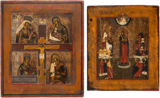 A QUADRI-PARTITE ICON SHOWING IMAGES OF THE MOTHER OF GOD AND AN ICON OF THE MOTHER OF GOD 'JOY TO ALL WHO GRIEVE' - Foto 1