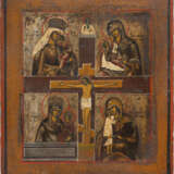 A QUADRI-PARTITE ICON SHOWING IMAGES OF THE MOTHER OF GOD AND AN ICON OF THE MOTHER OF GOD 'JOY TO ALL WHO GRIEVE' - фото 2