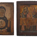 TWO ICONS SHOWING THE MOTHER OF GOD OF THE SIGN AND A QUADRI-PARTITE ICON SHOWING THE KAZANSKAYA MOTHER OF GOD AND SELECTED SAINTS - photo 1