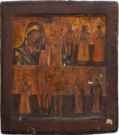 TWO ICONS SHOWING THE MOTHER OF GOD OF THE SIGN AND A QUADRI-PARTITE ICON SHOWING THE KAZANSKAYA MOTHER OF GOD AND SELECTED SAINTS - photo 2
